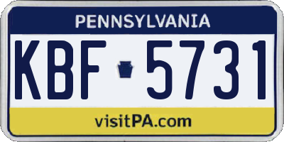 PA license plate KBF5731