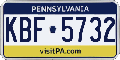 PA license plate KBF5732