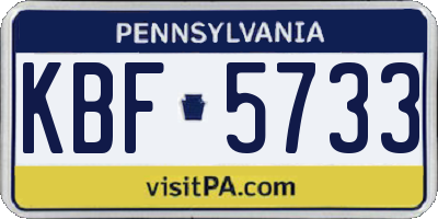 PA license plate KBF5733