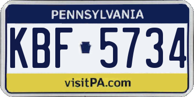 PA license plate KBF5734