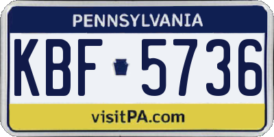 PA license plate KBF5736