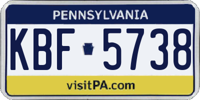 PA license plate KBF5738