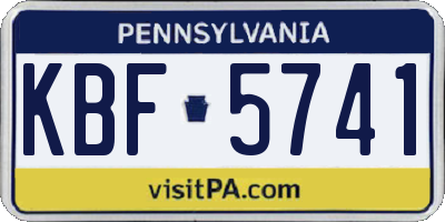PA license plate KBF5741