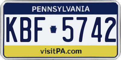 PA license plate KBF5742