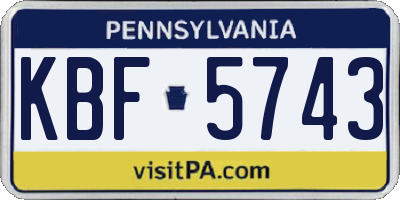 PA license plate KBF5743