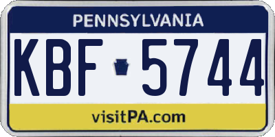 PA license plate KBF5744