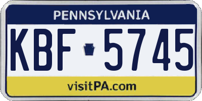 PA license plate KBF5745
