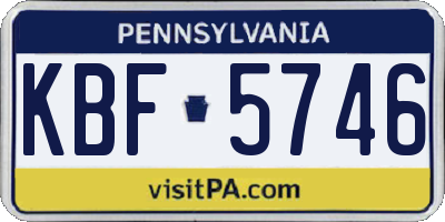PA license plate KBF5746