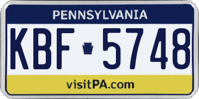 PA license plate KBF5748