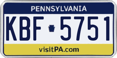 PA license plate KBF5751