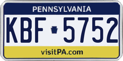 PA license plate KBF5752