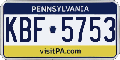PA license plate KBF5753