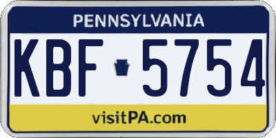 PA license plate KBF5754