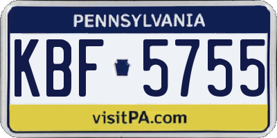 PA license plate KBF5755