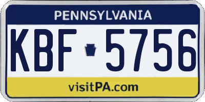 PA license plate KBF5756