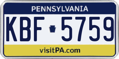 PA license plate KBF5759