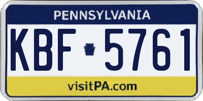 PA license plate KBF5761