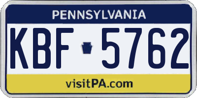 PA license plate KBF5762