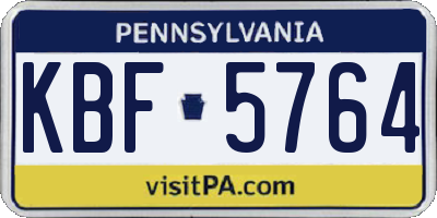 PA license plate KBF5764