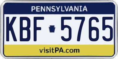 PA license plate KBF5765