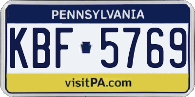 PA license plate KBF5769