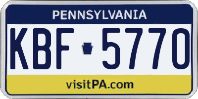 PA license plate KBF5770