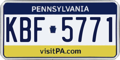 PA license plate KBF5771