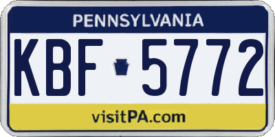 PA license plate KBF5772