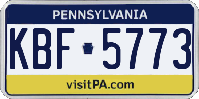 PA license plate KBF5773