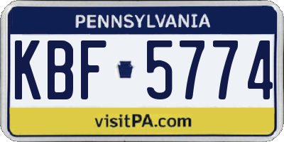 PA license plate KBF5774