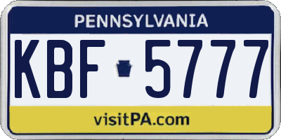 PA license plate KBF5777