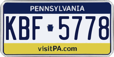 PA license plate KBF5778