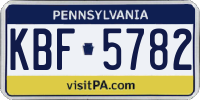 PA license plate KBF5782