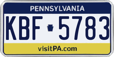 PA license plate KBF5783