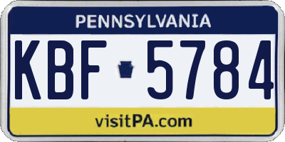 PA license plate KBF5784