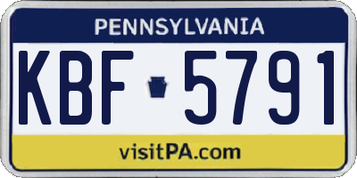 PA license plate KBF5791