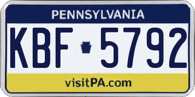 PA license plate KBF5792