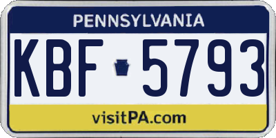 PA license plate KBF5793