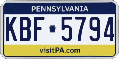 PA license plate KBF5794