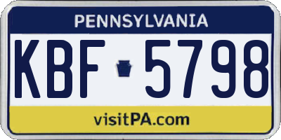 PA license plate KBF5798