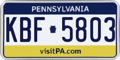 PA license plate KBF5803