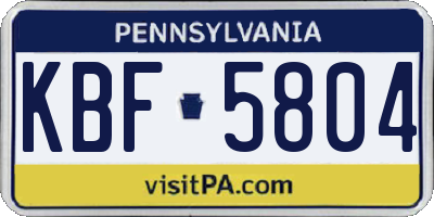 PA license plate KBF5804