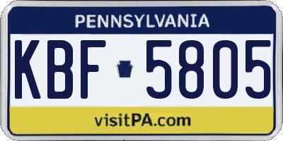 PA license plate KBF5805