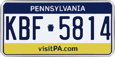 PA license plate KBF5814