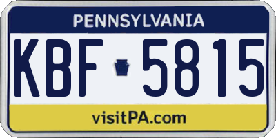 PA license plate KBF5815