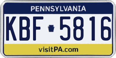 PA license plate KBF5816