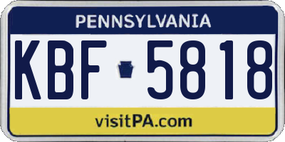PA license plate KBF5818