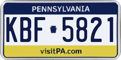 PA license plate KBF5821