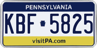 PA license plate KBF5825