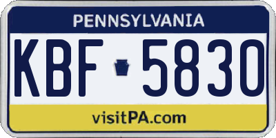 PA license plate KBF5830